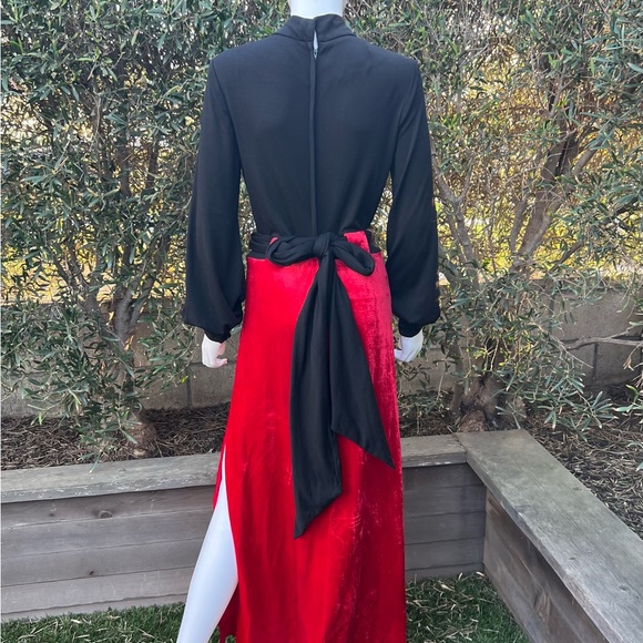 Vintage Red Velvet and Black Gown - Picture 8 of 10